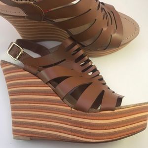 Anna Luz leather wedge sandals, 10 NWOT